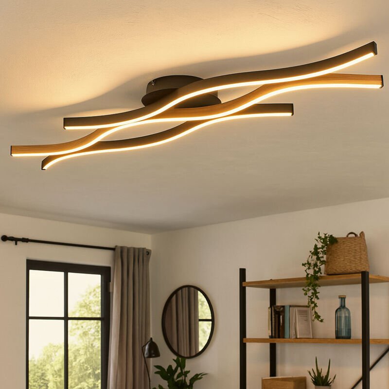 Led Deckenleuchte Wohnzimmerlampe Deckenlampe Alu schwarz 1 flammig, Metall Kunststoff, 1x led warmweiß 1250 lm, l 108 c...