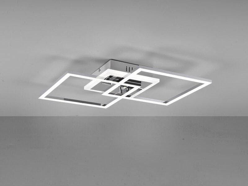 Reality Leuchten - led Deckenleuchte venida eckig Chrom Weiß, Stufen Dimmer, Breite 57cm
