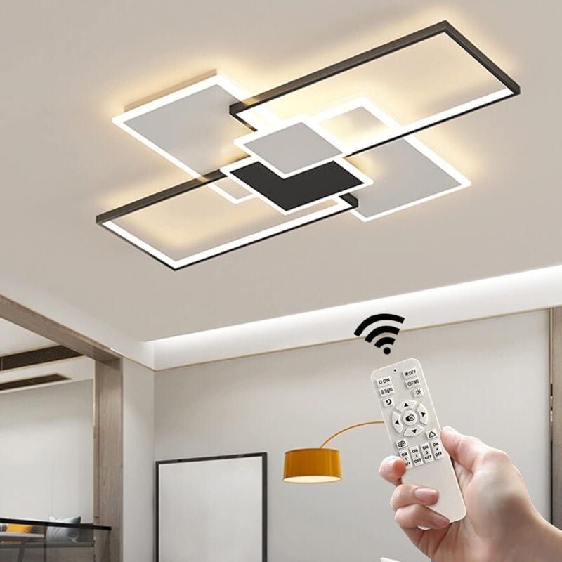 Thumbnail - GOECO LED-Deckenleuchte Moderne Schwarze, 100W 11250LM mit Fernbedienung Dimmbar, Rechteckiges Design aus Metall und Acr...