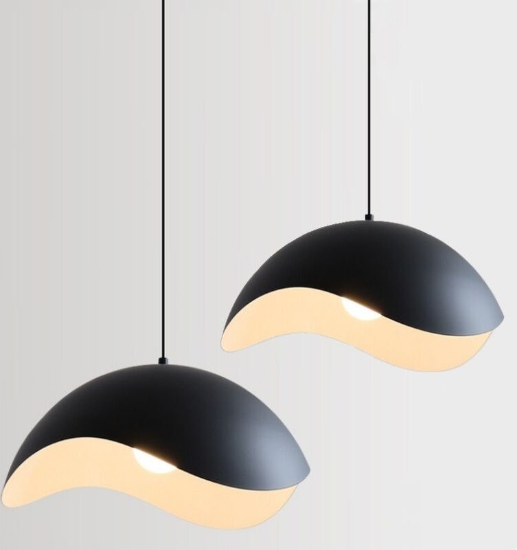 Thumbnail - Retro Industriell Hängeleuchte Kreative Pendelleuchte Lampenschirm Höhenverstellbare Deckenleuchte 2 Stücke Schwarz