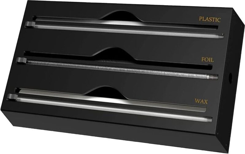 Acryl-Spender für Frischhaltefolie, 34,5 x 21,6 x 7 cm, 3-in-1-Spender mit integriertem Folienschneider und Kunststofffo...