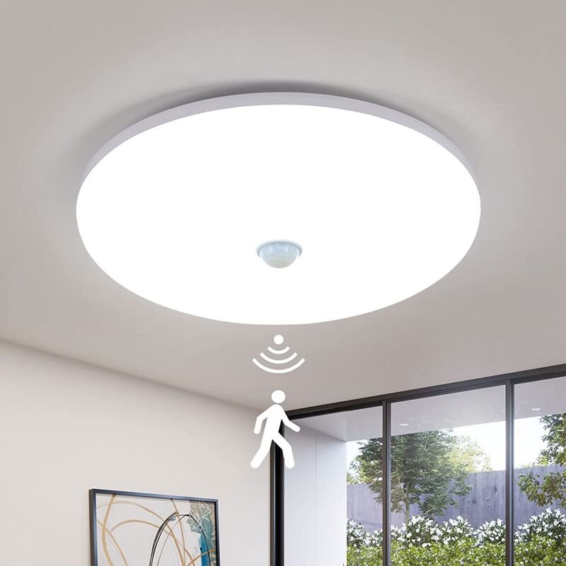 Goeco - led Deckenleuchte mit Bewegungssensor 36W 6500K moderne runde led Deckenlampe IP54 wasserdichter LED-Kronleuchte...