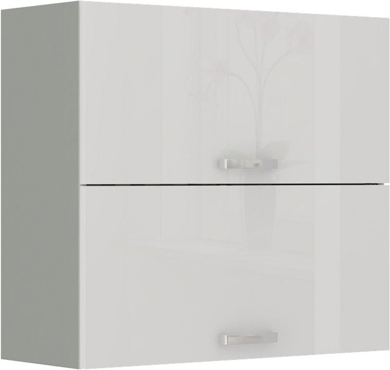 Thumbnail - Küchen Preisbombe - Küche Hängeschrank 80 Bianca Weiß Hochglanz + Grau Küchenzeile Küchenblock