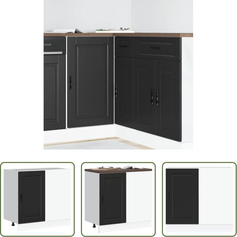 vidaXL Holzwerkstoff - Küchenunterschrank „Porto“ Schwarz Holzwerkstoff