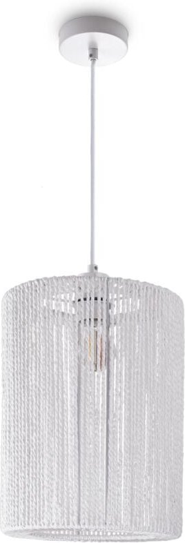 Paco Home Pendelleuchte Esstisch Papier Boho Hängelampe Esszimmer Lampe E27 Rattan Pendelleuchte - Weiß, Weiß (Ø25cm)