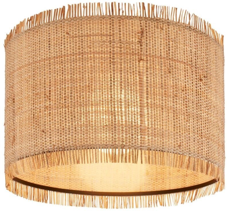 Briloner - Borra Deckenlampe, Strohschirm, Boho-Stil, E27 Fassung, Natur, Ø40 x 28 cm