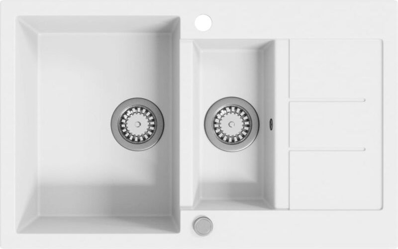 Granitspüle Doppelbecken Weiß vidaXL
