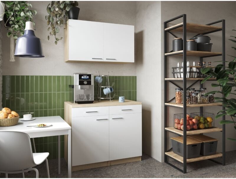 Küchenschrank Unterschrank Hängeschrank 100 cm Eiche Sägerau Weiß Merle Respekta