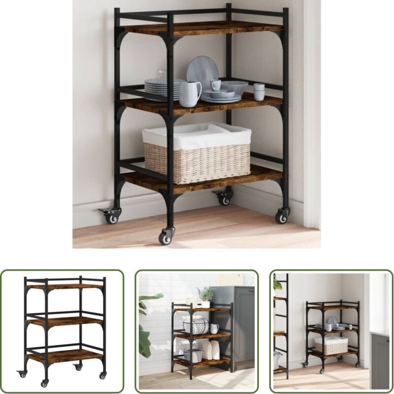 vidaXL Räuchereiche - Küchenwagen Räuchereiche 50x35x75,5 cm Holzwerkstoff