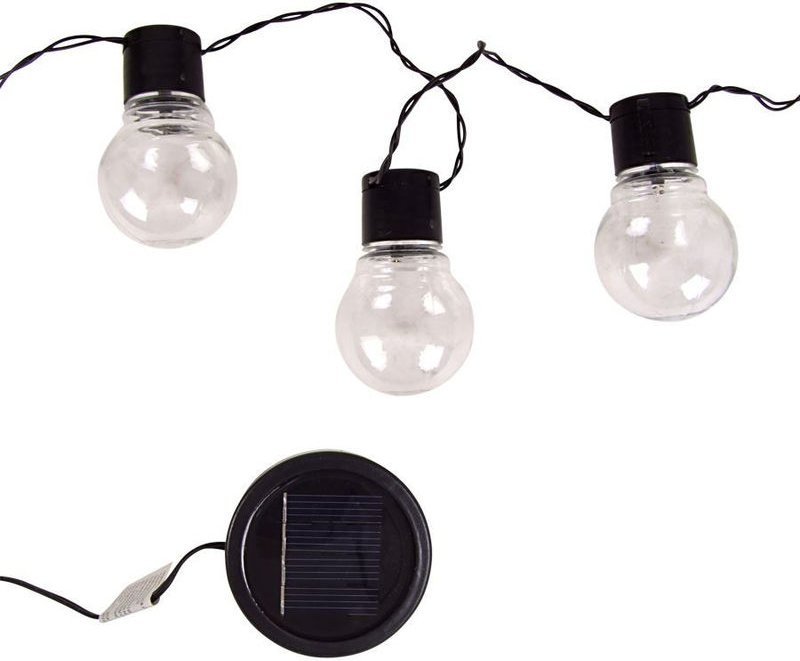 Lichterkette Glühbirne - Solar - 10 led warmweiß - Außen Glühlampe Kugeln Garten