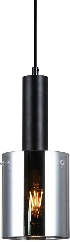 Sardo - Modern Hanging Pendant Black 1 Licht mit Glas, Smoky Shade, E27 - Italux