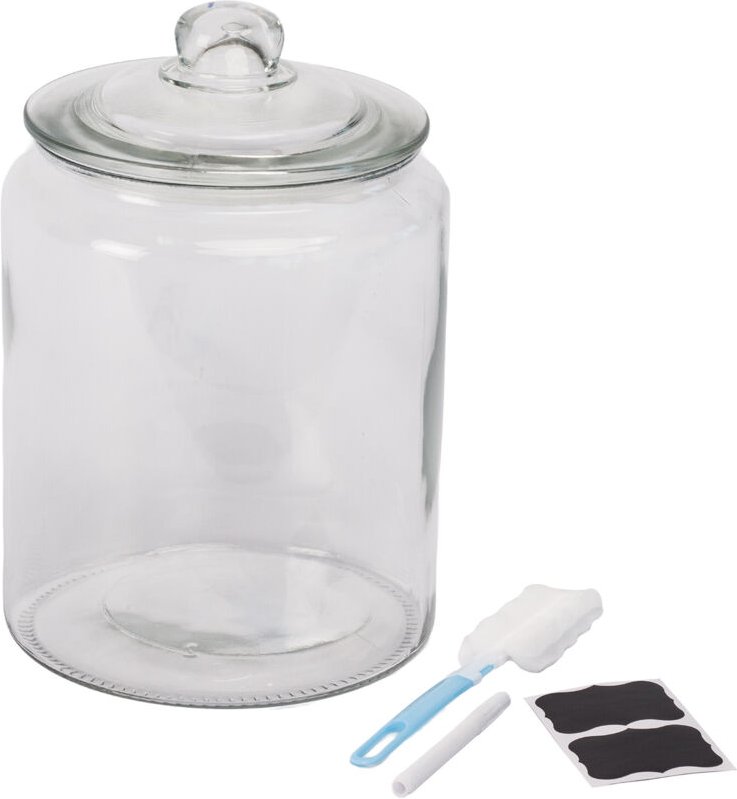 Relaxdays Vorratsglas mit Deckel, 6 l, Glas, HxD: 30 x 20 cm, runde Vorratsdose, luftdichter Glasbehälter, transparent