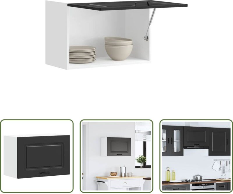 Küchenmöbel - Küchen-Hängeschrank Kalmar Schwarz Holzwerkstoff