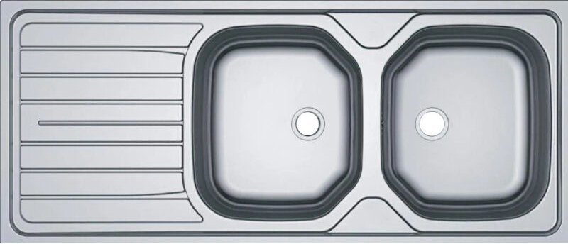 Edelstahl-Einbauspüle mit Leinwand 2 Becken 1 Abtropfbecken, 1160x500mm RNN621