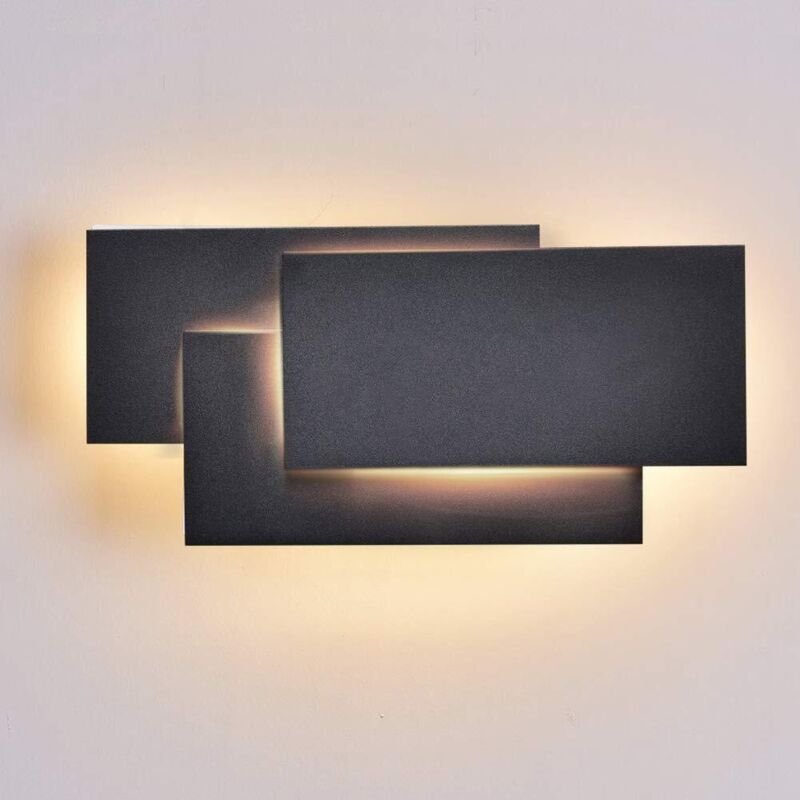 LED Wandlampe Innen 24W Warmweiß Mordern Wandbeleuchtung für Wohnzimmer Schlafzimmer Treppenhaus Flur (Schwarz)
