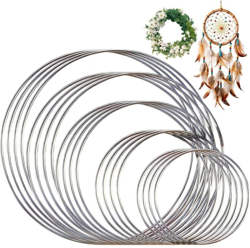 20 Metallkreise, 100/120/150/180/200 mm, Traumfängerringe, für DIY-Traumfänger, Bastelarbeiten, Hochzeitskränze und Wand...