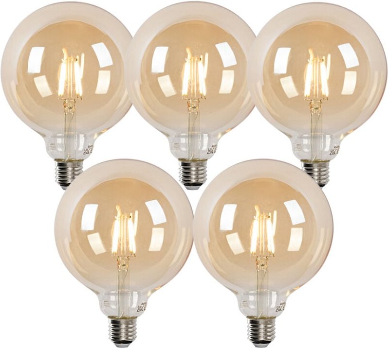 Luedd - 5er Set Smart LED-Glühbirnen E27 G125 Gold 4,9W 470lm 1800-4000K