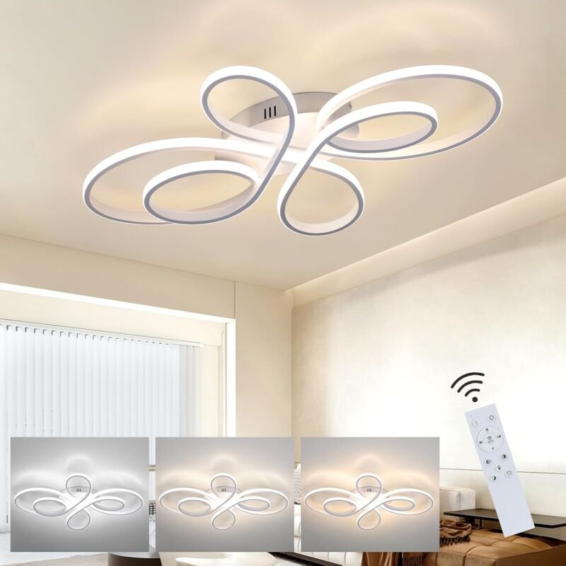 Deckenlampe led Deckenleuchte Dimmbar - Wohnzimmerlampe 80cm Wohnzimmer 78W Modern Schlafzimmerlampe Schlafzimmer Weiß D...