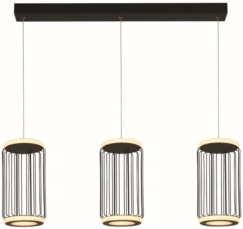 Searchlight - Hängelampe Pendellampe Esstischlampe Gitter 3 flammig schwarz led h 150 cm