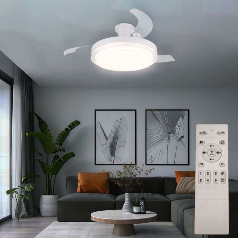 Deckenventilator Deckenlampe dimmbar Fernbedienung Rechts-/Linkslauf cct Timer, Metall, 1x led 40W 1550Lm 2700-6500K, d ...