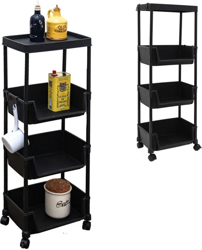 2 Rollwagen mit Körben - 35x24x100 Aufbewahrungswagen - Allzweckwagen Bad Küche