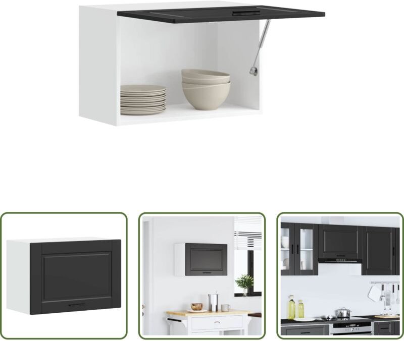 vidaXL Holzwerkstoff - Küchen-Hängeschrank Porto Schwarz Holzwerkstoff