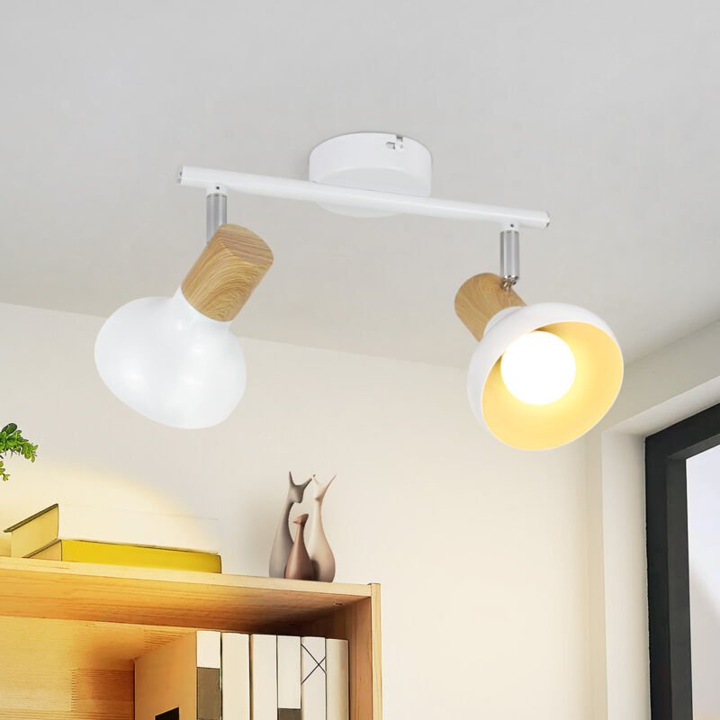 Deckenstrahler Weiß Deckenleuchte Vintage - Deckenlampe 2 Flammig Innen Strahler Industrial Eisen Lampenschirm Flurlampe...