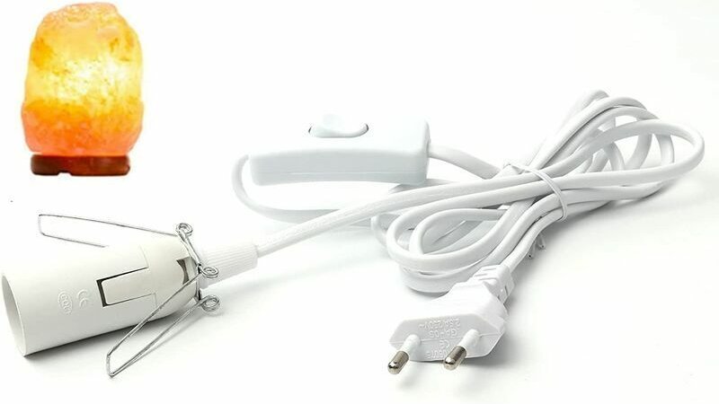 Kabel für Salzlampe mit Schalter – E14 – 1,8 m – Fassung für Salzlampe, Weiß