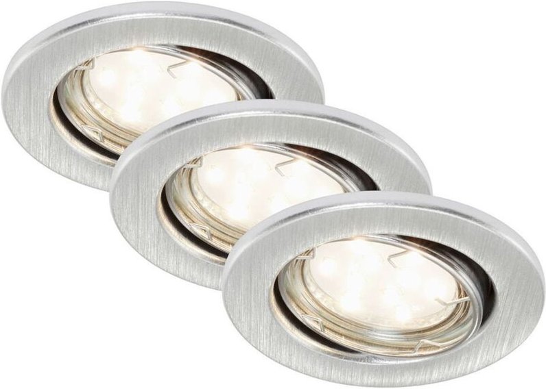 Briloner - Di-Ka led Einbauleuchte Fit Move 3er Set alu ø 8,5 cm GU10, 3W, warmweiß Einbauleuchte
