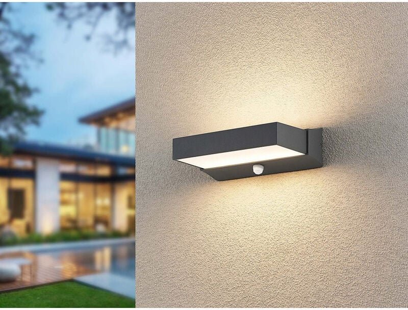 LED Außenwandleuchte CUANDO mit Bewegungsmelder, Anthrazit Breite 23cm