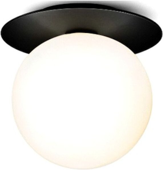 Milchige Kugel - schwarze Deckenleuchte 18 cm