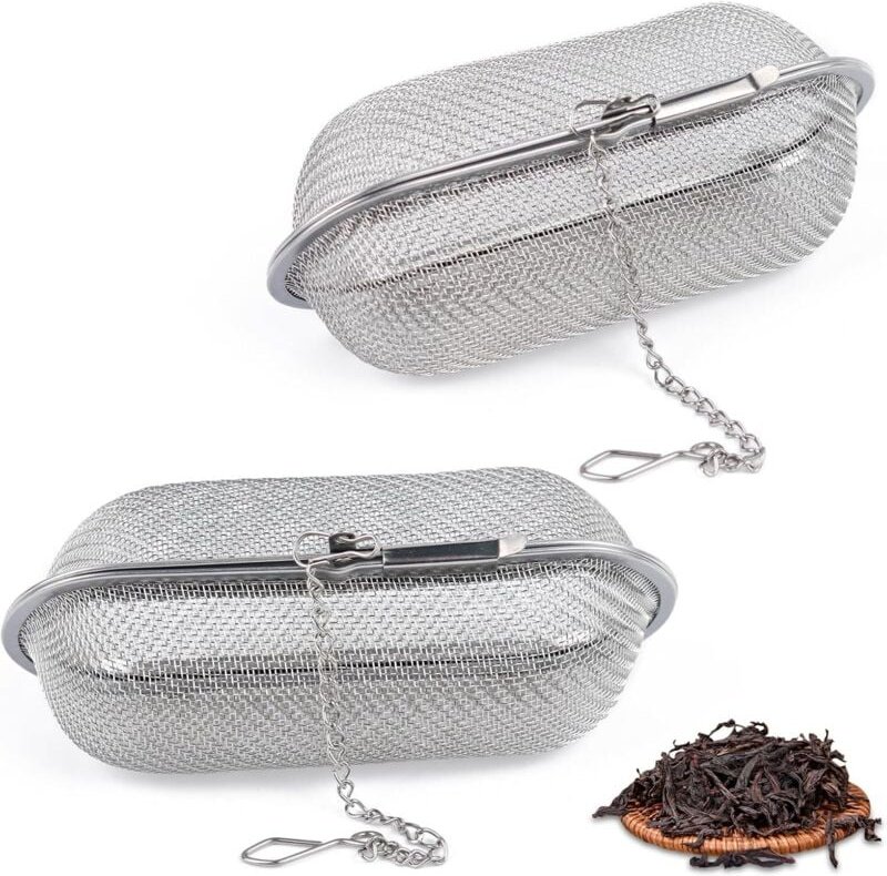 Stück Edelstahl-Teesieb, Tee-Ei für losen Tee, feines Teesieb mit Kette, Gewürzsieb, Kräuter-Teefilter, für losen Tee un...