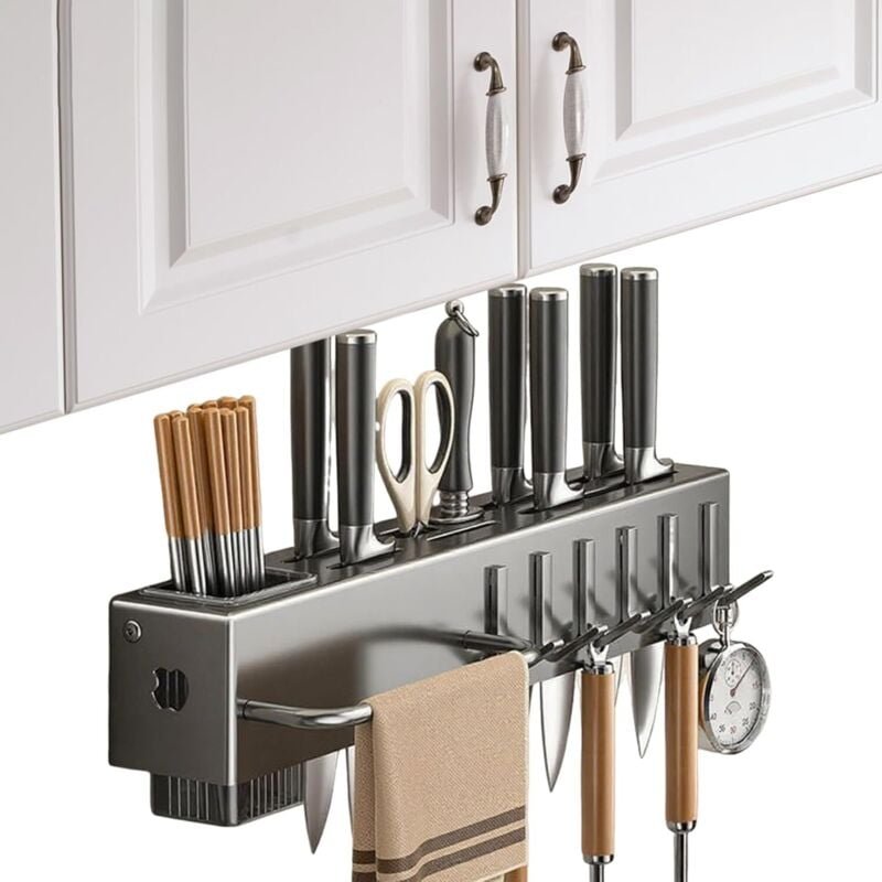 2-teiliger Besteckhalter Besteckständer zur Wandmontage Aufbewahrungs-Organizer mit Haken, Aufhänger, Küchenzubehör für ...