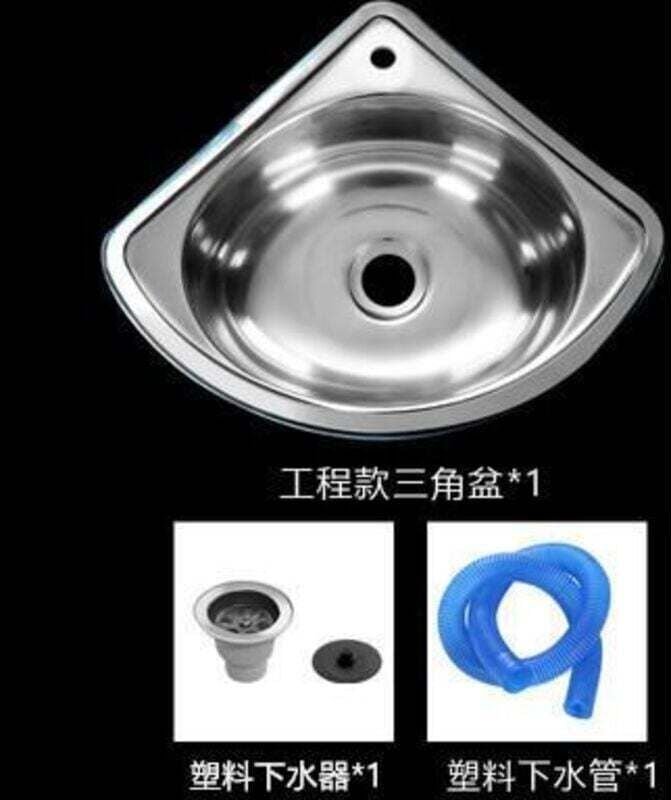Lavello triangolare in acciaio inox spesso, piccolo lavello angolare da parete per bagno, vasca singola