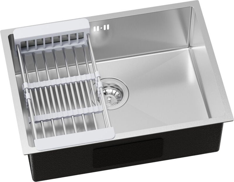 Edelstahl Küchenspüle 60 x 44 cm Einbauspüle, Küchenspülbecken für ab 65 cm Unterschrank, Edelstahlspüle, inkl. Abtropfk...