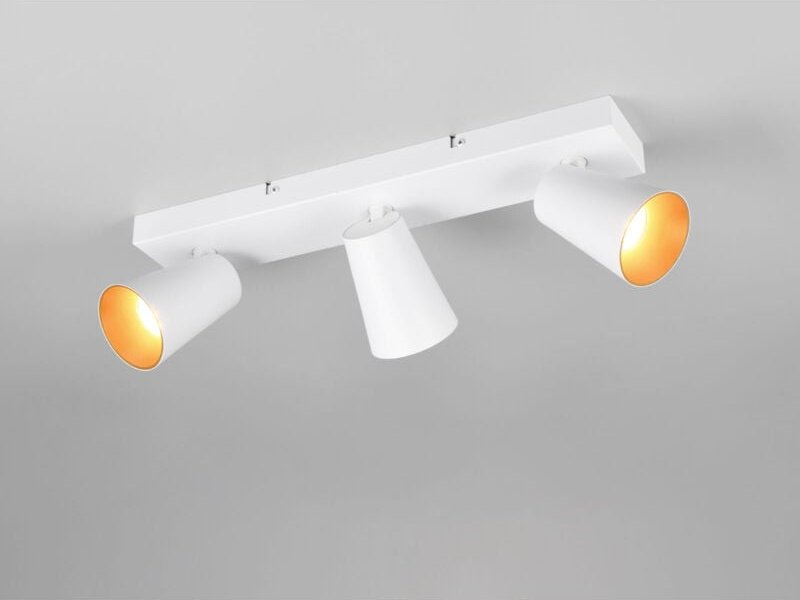 LED Deckenstrahler Weiß Gold 3-flammig, Breite 46cm