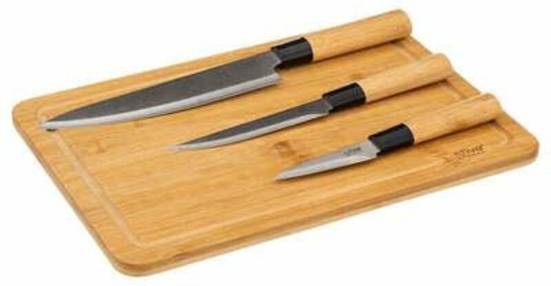 Five - Schneidebrett aus Bambus und 3 Edelstahlmesser black bambou
