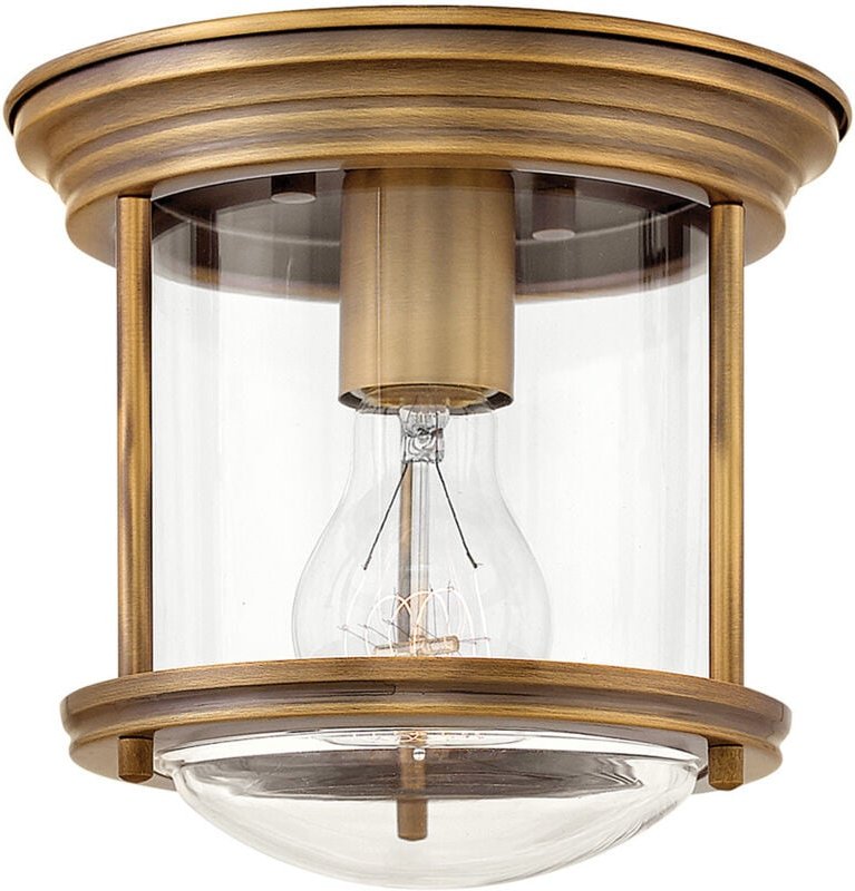 Thumbnail - Elstead - Hadrian Hinkley 1 Light Flush Mount Gebürstete Bronze mit Glas IP44