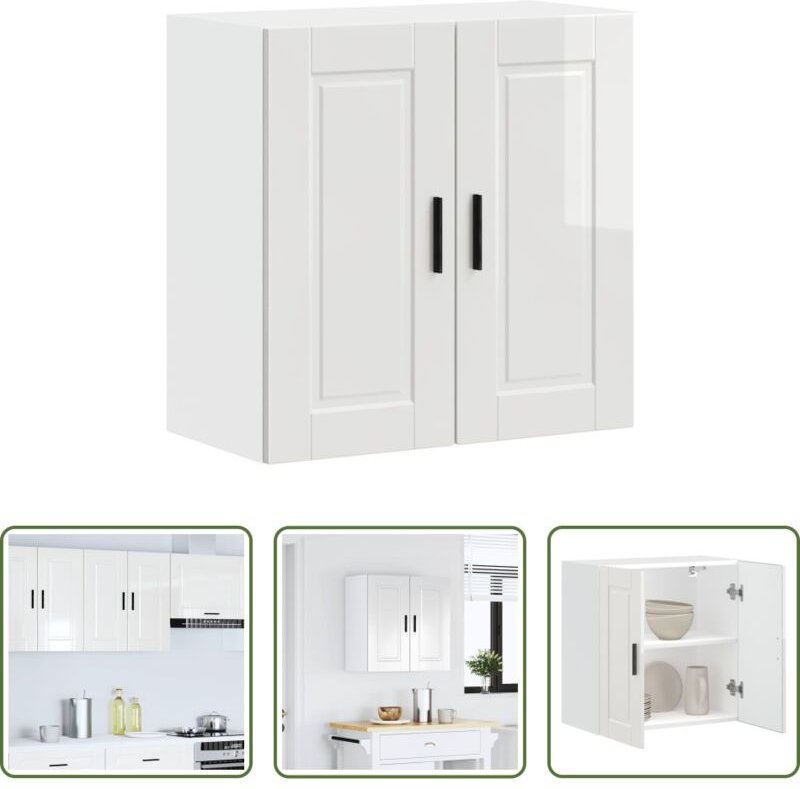 Holzwerkstoff - Küchen-Hängeschrank Porto Hochglanz-Weiß Holzwerkstoff