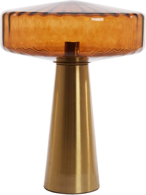 Tischlampe - Pleat - braun gold - glas - - Light&living