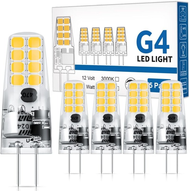 G4 LED-Lampe, 12 V AC/DC, 300 lm, Warmweiß 3000 K, 2 W, entspricht 25 W Halogenlampe, kein Flimmern, nicht dimmbar, 12 V...