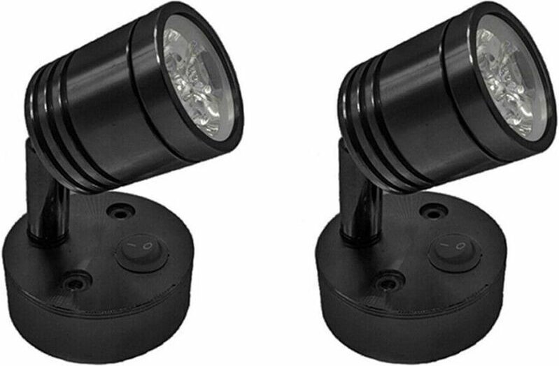 2-teilige 12V LED-Spot-Wandleselampe, Nachttischlampe, verstellbarer Schalter, zylindrische, flexible Innenbeleuchtung f...