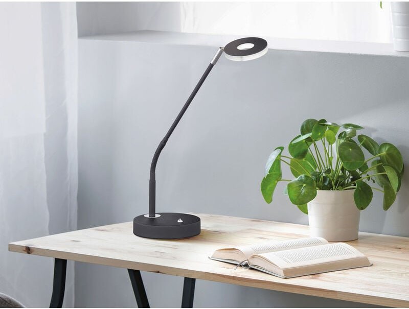 Led Schreibtischlampe dent Schwarz mit Dimmer, Höhe 60cm
