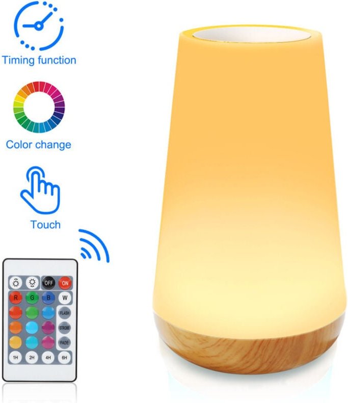 Gabrielle - Nachttischlampe, LED-Nachtlicht, Schlafzimmer, Stimmungslampe, Touch-Nachtlampe mit 13 RGB-Farben, usb wiede...
