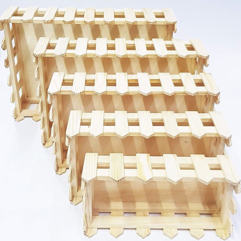 Trade Shop - CESTINO LEGNO 5 PEZZI RF64893 MATRIOSKA RETTOLA CASSETTA PORTAOGETTI -