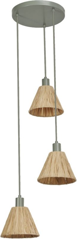 Ledvance - Pendelleuchte 3-flammig Decor Raffia Plate grün aus Bast & Metall, E27, 430 mm Durchmesser, Lampenschirm aus ...
