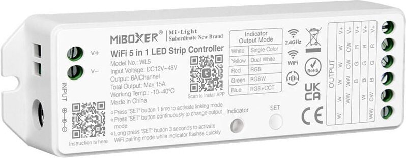 Led Controller Dimmer WiFi 5 in 1 für Einfarbig/CCT/RGB/RGBW/RGBWW/RGBWW 12/48V dc MiBoxer Monocolor / cct / rgb / rgbw ...