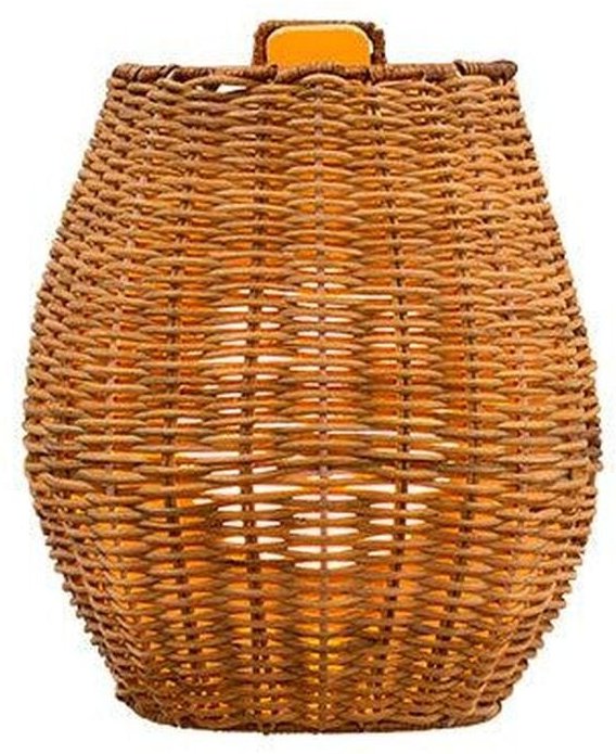 Licht-erlebnisse - led Außenleuchte Wand Akku Leuchtmittel Rattan h: 24,5 cm dimmbar Fernbedienung kabellose Wandlampe W...