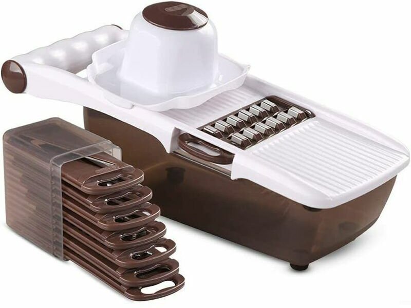 Multifunktionaler Gemüseschneider, Mandolinenschneider, Mandolinenschneider mit 8 austauschbaren Edelstahlklingen