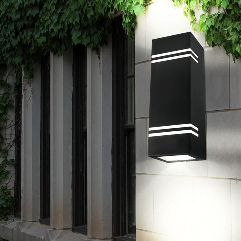 V-tac - Doppelter LED-Wandstrahlerhalter 2GU10 Quadratisch Aluminium Schwarz IP44